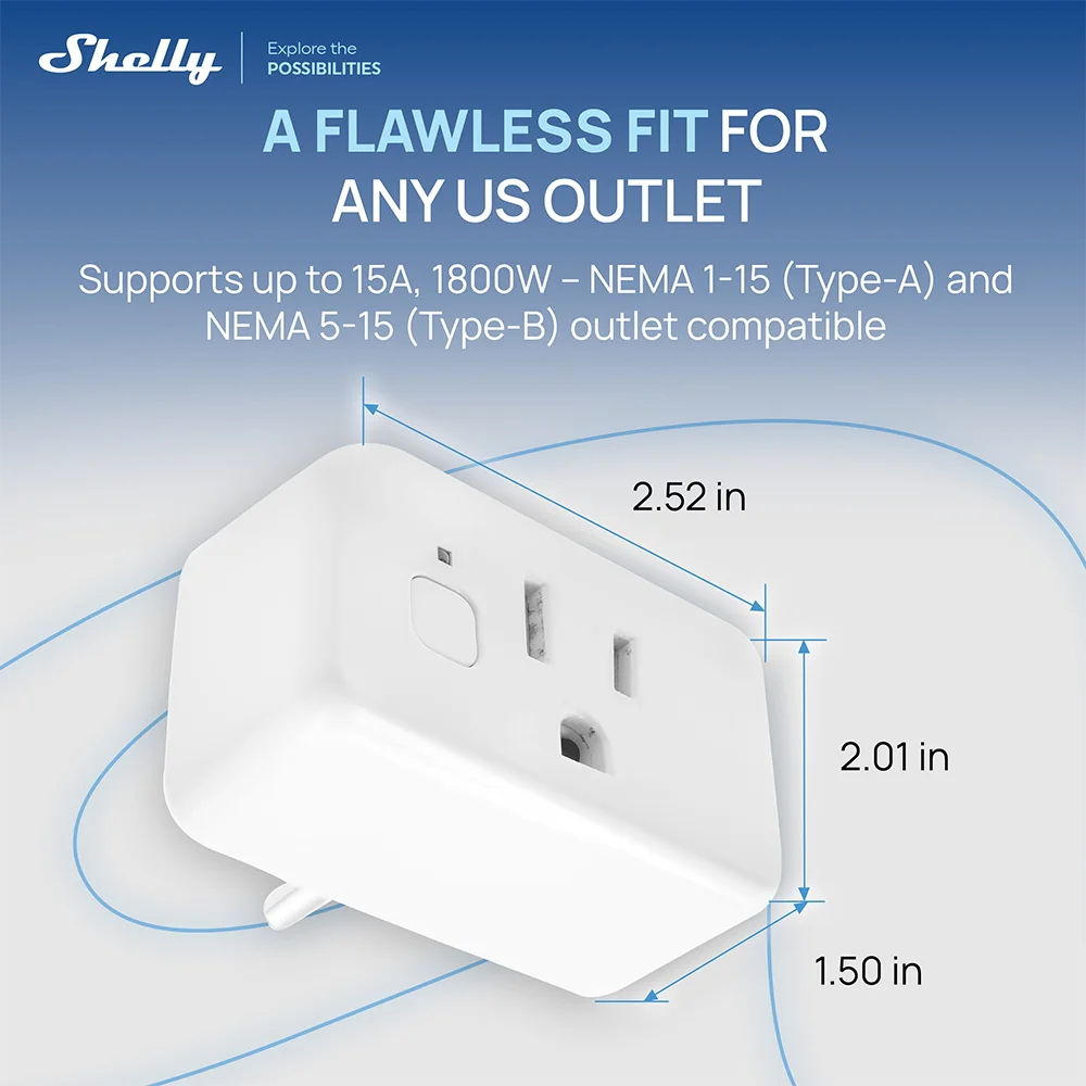Shelly Plug US Gen4 – WiFi/Bluetooth/Zigbee Smart Outlet with Power Monitoring