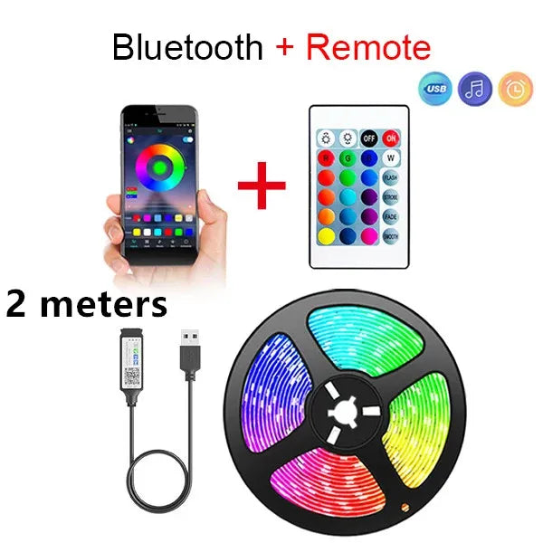 USB Bluetooth LED Strip Light – Music Sync, App + Remote Control, RGB 5050