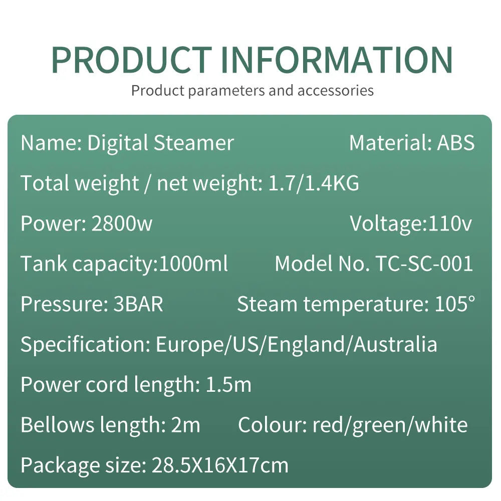 High-Power Digital Steam Cleaner — 2800W, Heavy-Duty Kitchen & Multi-Surface Cleaning