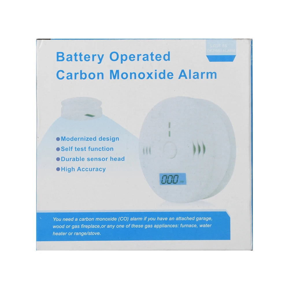 Carbon Monoxide Detector — LCD Display Alarm, Battery Operated