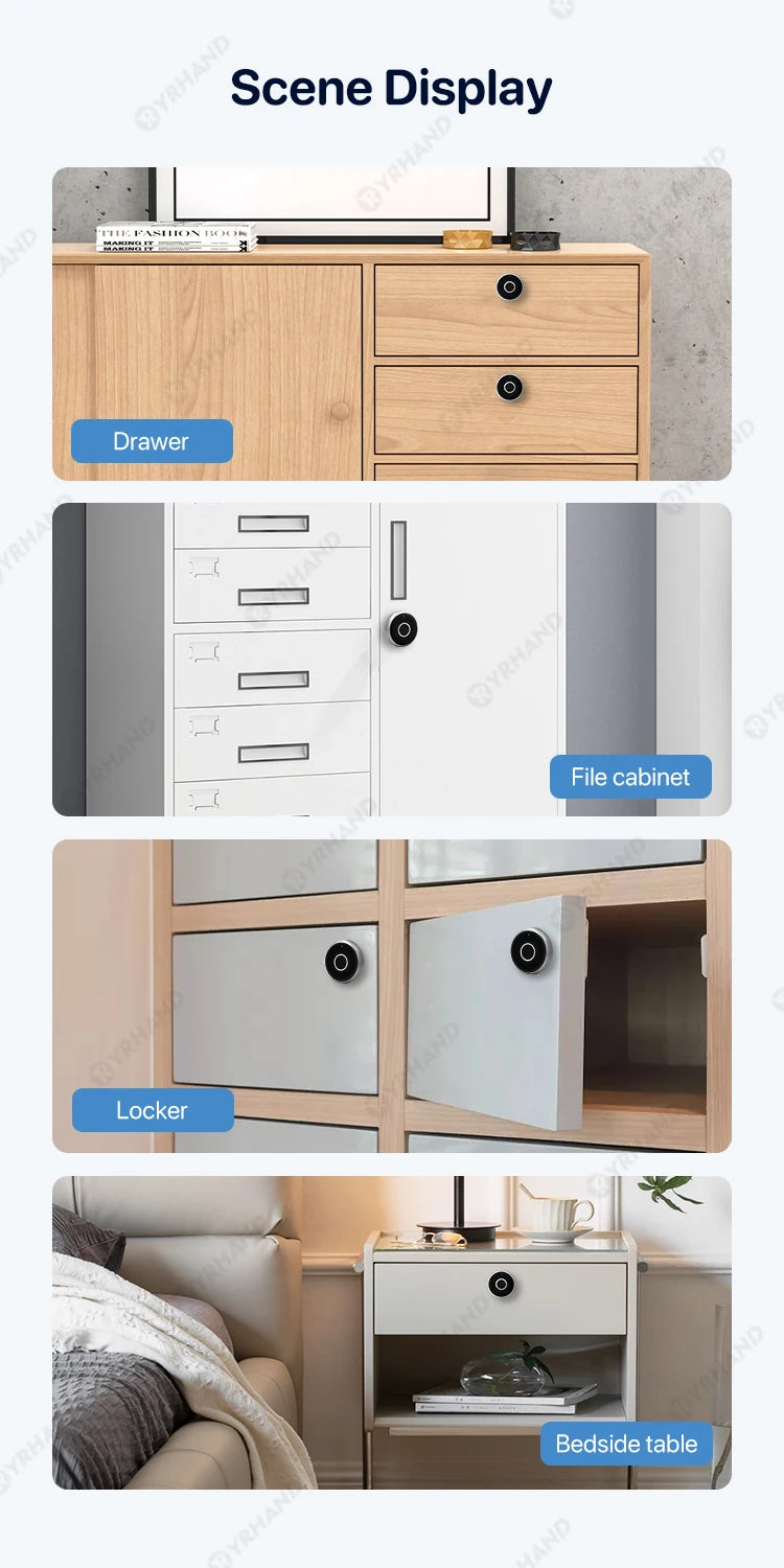 Fingerprint Cabinet Lock — Biometric Drawer & Cabinet Security, No App Required