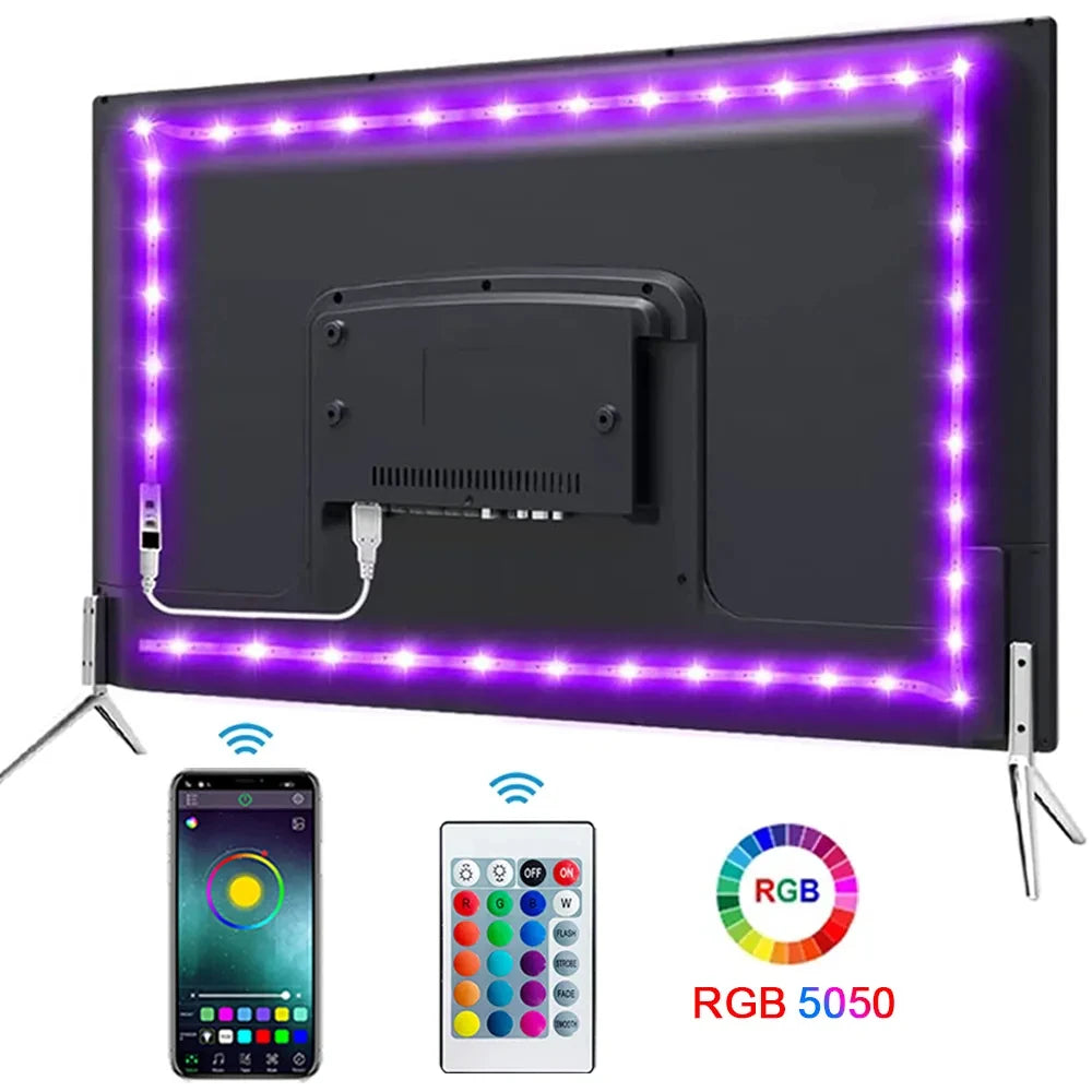 USB Bluetooth LED Strip Light – Music Sync, App + Remote Control, RGB 5050