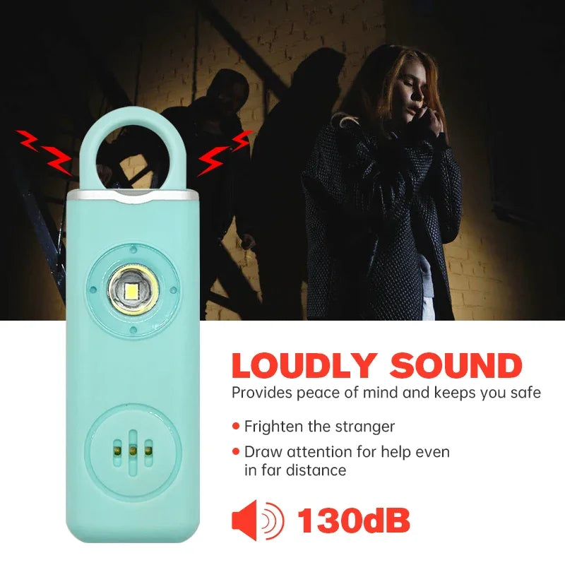 130dB Rechargeable Personal Safety Siren — Strobe Light & Keychain Alarm