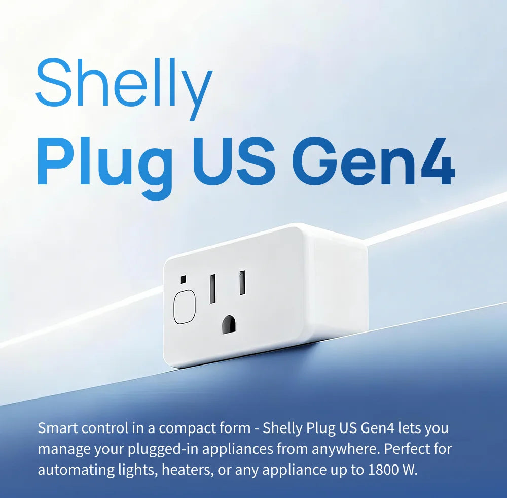 Shelly Plug US Gen4 – WiFi/Bluetooth/Zigbee Smart Outlet with Power Monitoring