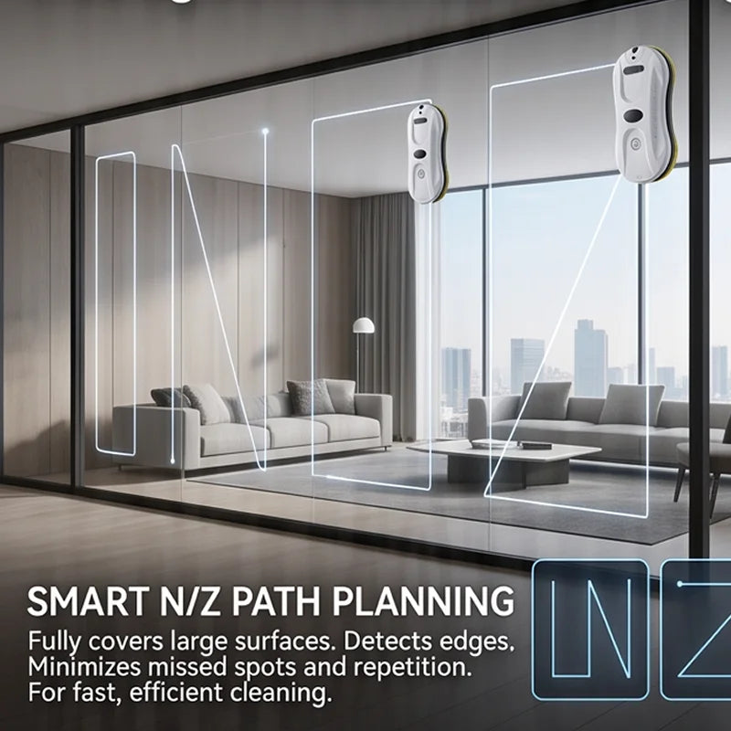 Robot Window Cleaner — 2800Pa Suction, Dual-Side Water Spray, Smart Path Planning