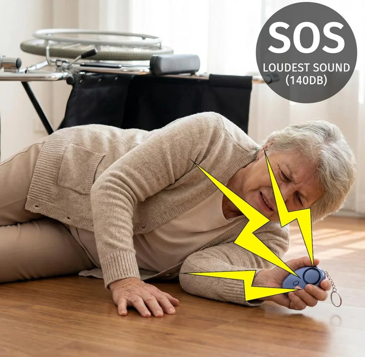 140dB Personal Safety Alarm Keychain — Emergency SOS Siren with LED Light