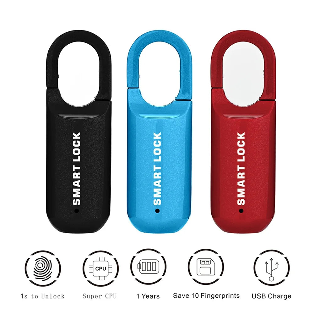 Fingerprint Smart Padlock — Waterproof, USB Rechargeable, 0.2-Second Unlock