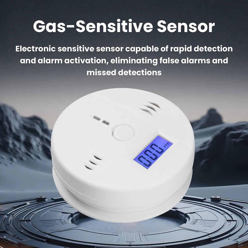 Carbon Monoxide Detector — LCD Display Alarm, Battery Operated