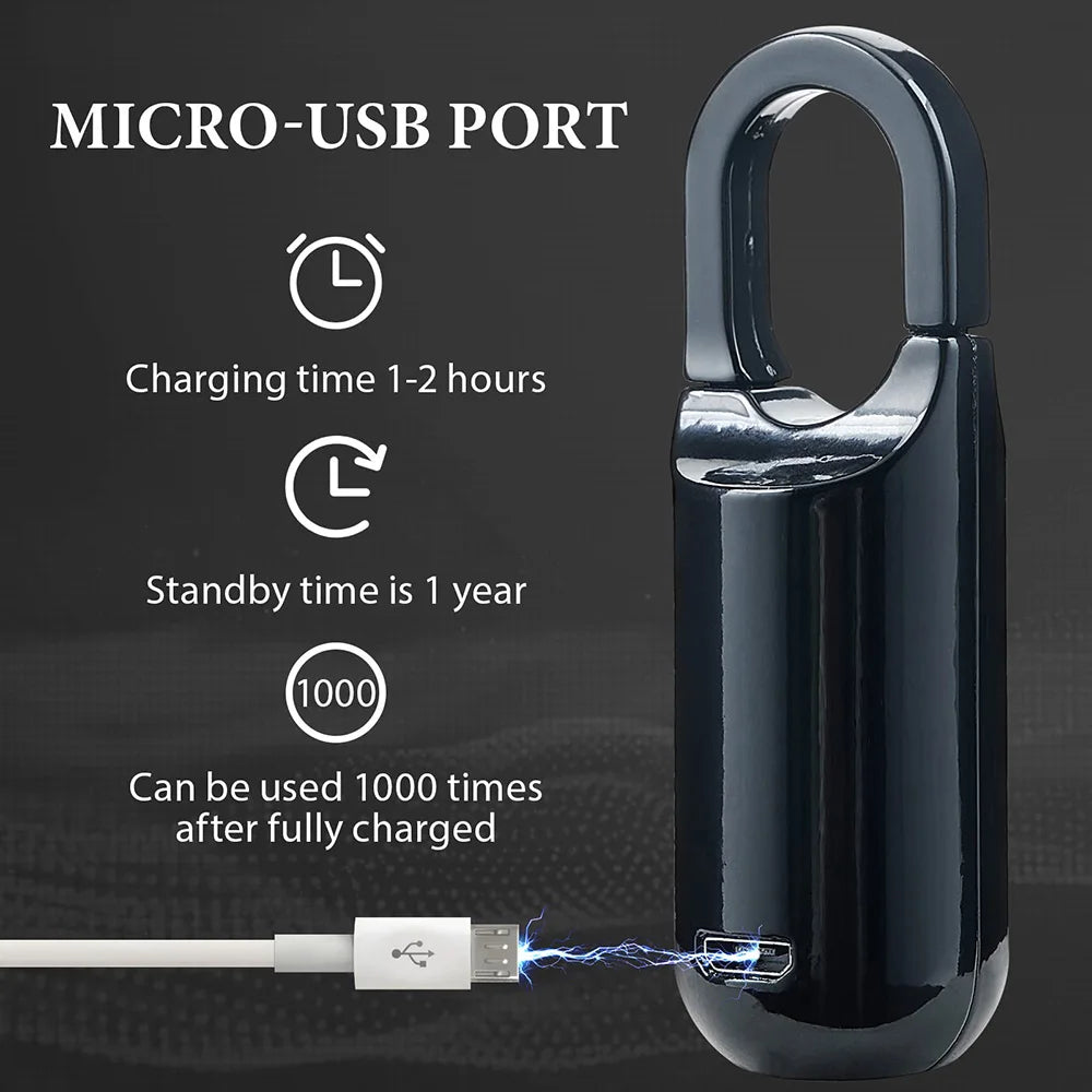 Fingerprint Smart Padlock — Waterproof, USB Rechargeable, 0.2-Second Unlock