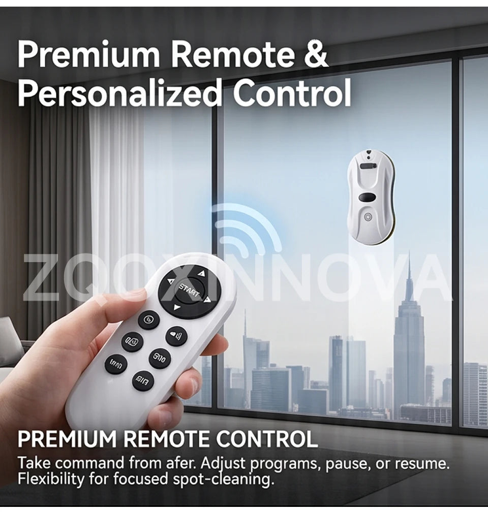 Robot Window Cleaner — 2800Pa Suction, Dual-Side Water Spray, Smart Path Planning