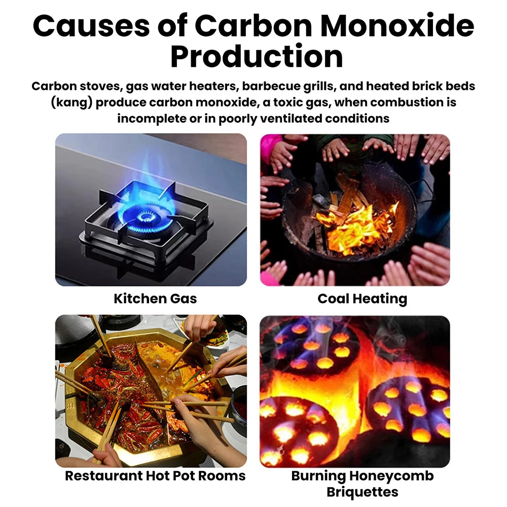 Carbon Monoxide Detector — LCD Display Alarm, Battery Operated