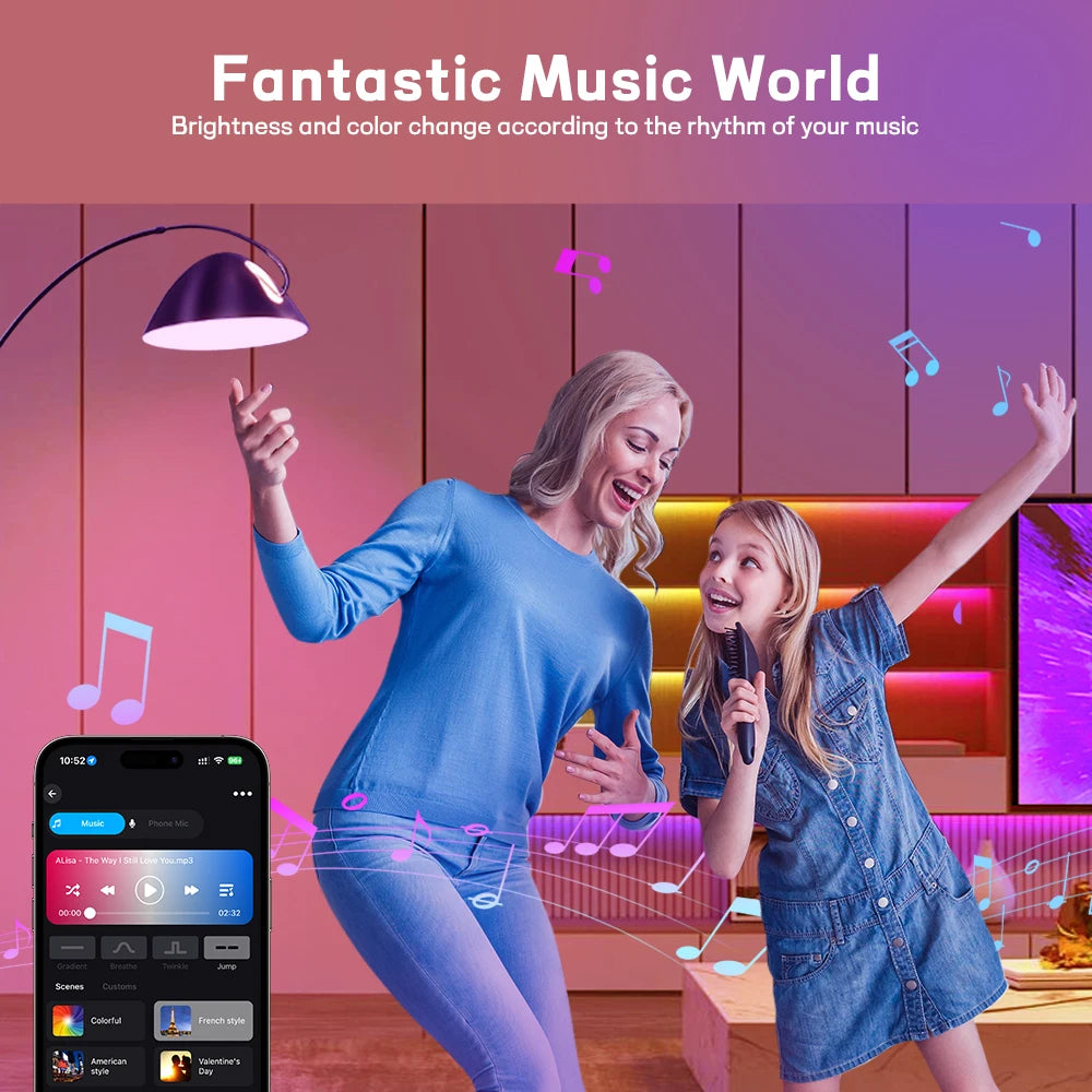 Smart Color-Changing LED Bulb – WiFi + Bluetooth, 16 Million Colors, Music Sync
