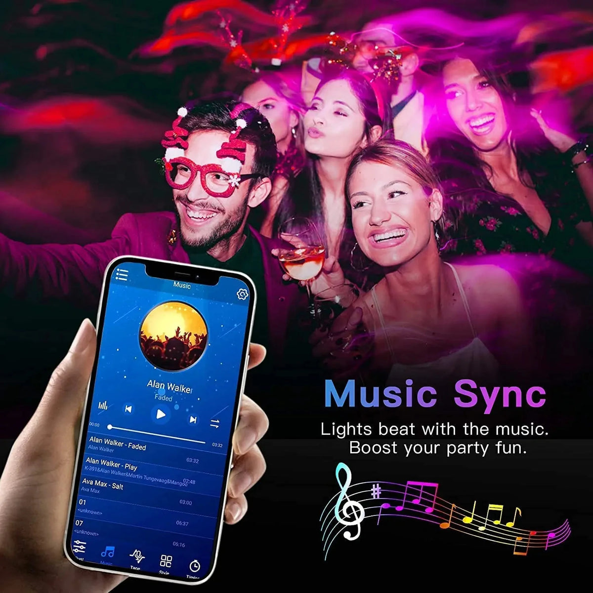 USB Bluetooth LED Strip Light – Music Sync, App + Remote Control, RGB 5050