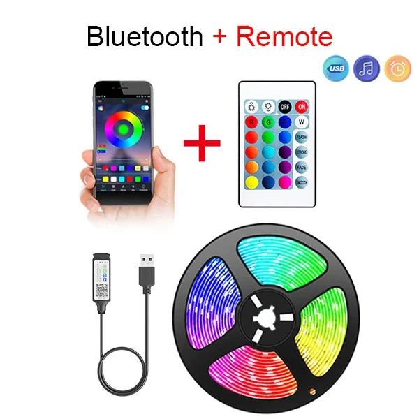 USB Bluetooth LED Strip Light – Music Sync, App + Remote Control, RGB 5050