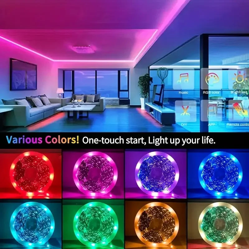 RGB LED Strip Lights 100FT — Bluetooth App Control Music Sync