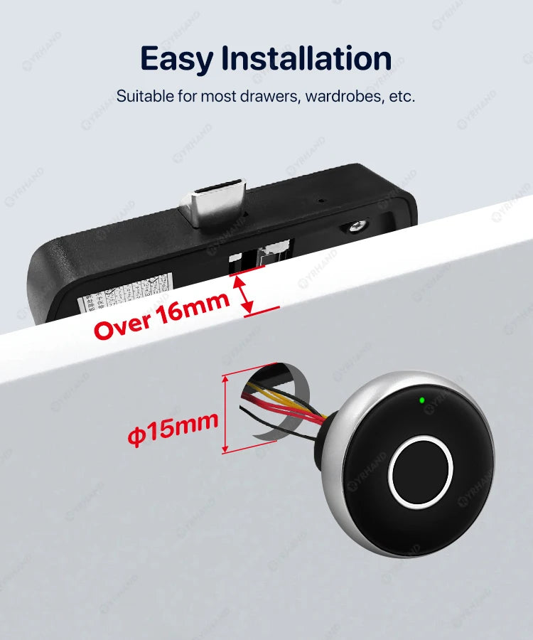 Fingerprint Cabinet Lock — Biometric Drawer & Cabinet Security, No App Required