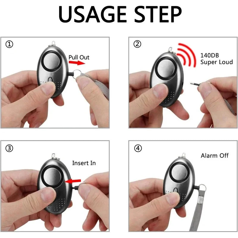 140dB Personal Safety Alarm Keychain — Emergency SOS Siren with LED Light