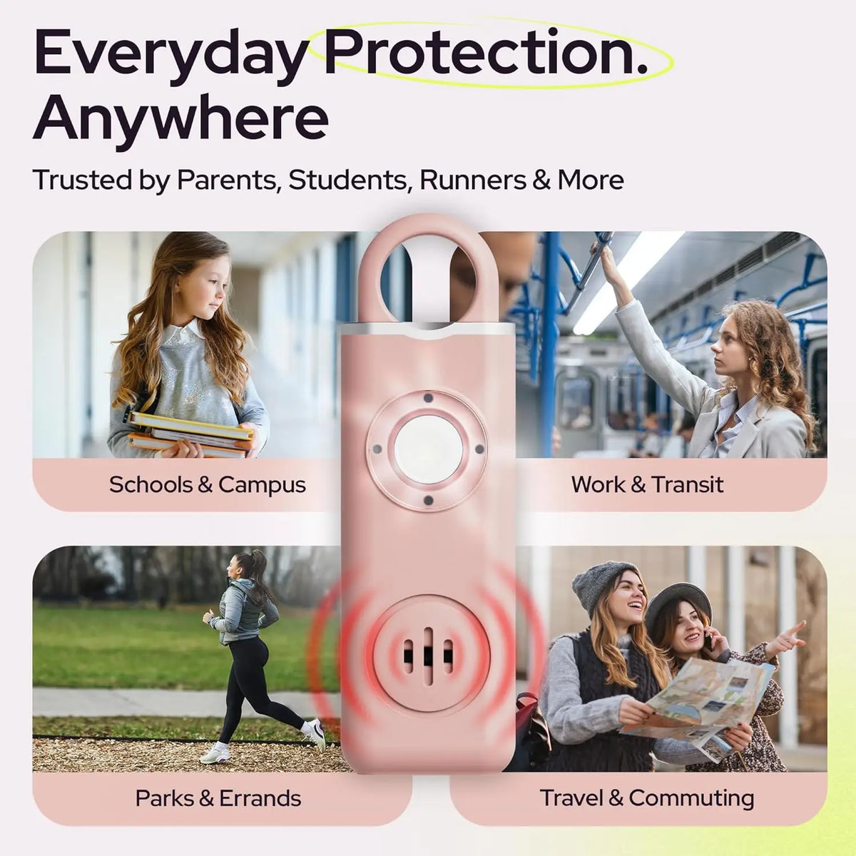 130dB Rechargeable Personal Safety Siren — Strobe Light & Keychain Alarm