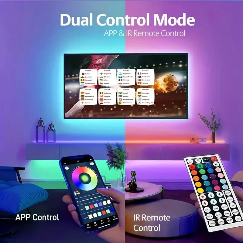 RGB LED Strip Lights 100FT — Bluetooth App Control Music Sync