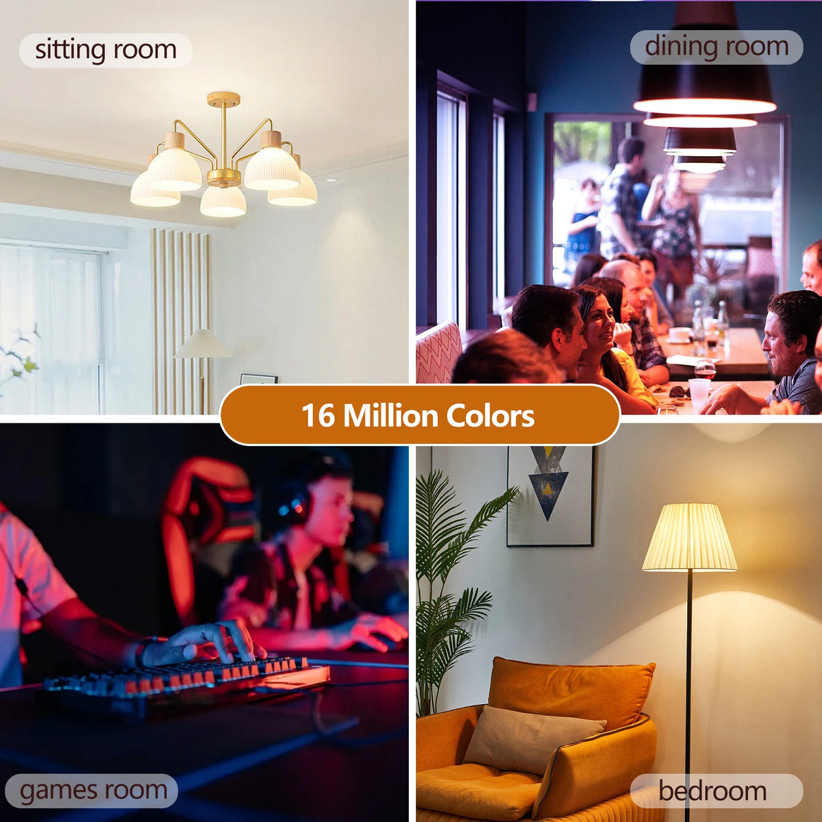 Smart Color-Changing LED Bulb – WiFi + Bluetooth, 16 Million Colors, Music Sync
