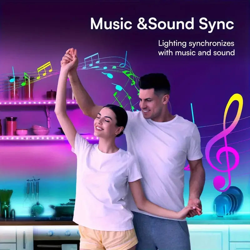 RGB LED Strip Lights 100FT — Bluetooth App Control Music Sync