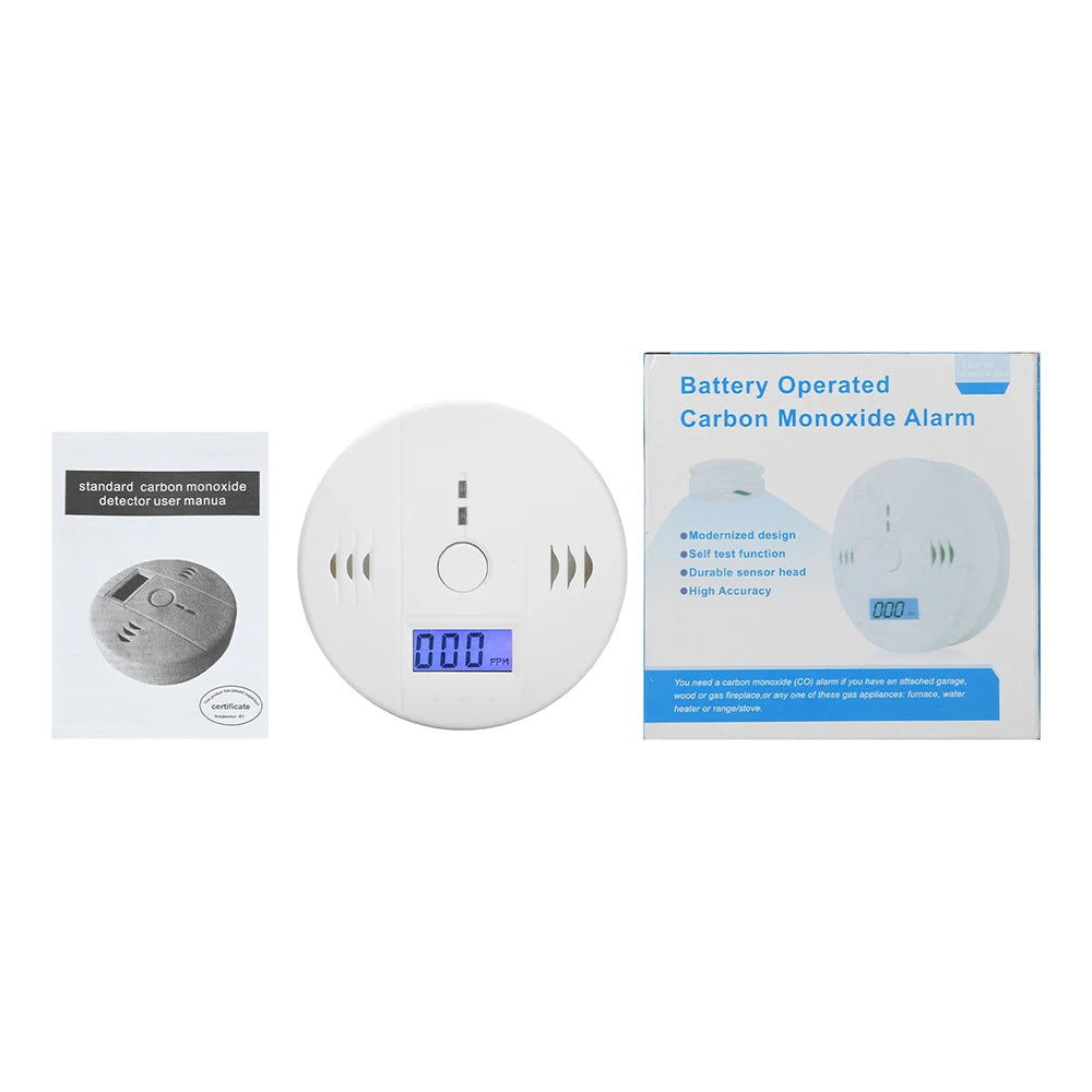Carbon Monoxide Detector — LCD Display Alarm, Battery Operated