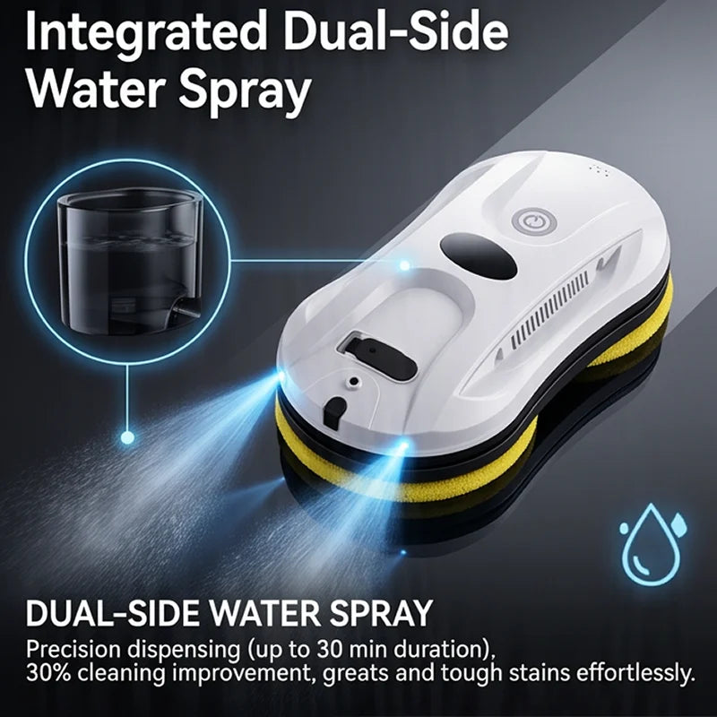 Robot Window Cleaner — 2800Pa Suction, Dual-Side Water Spray, Smart Path Planning