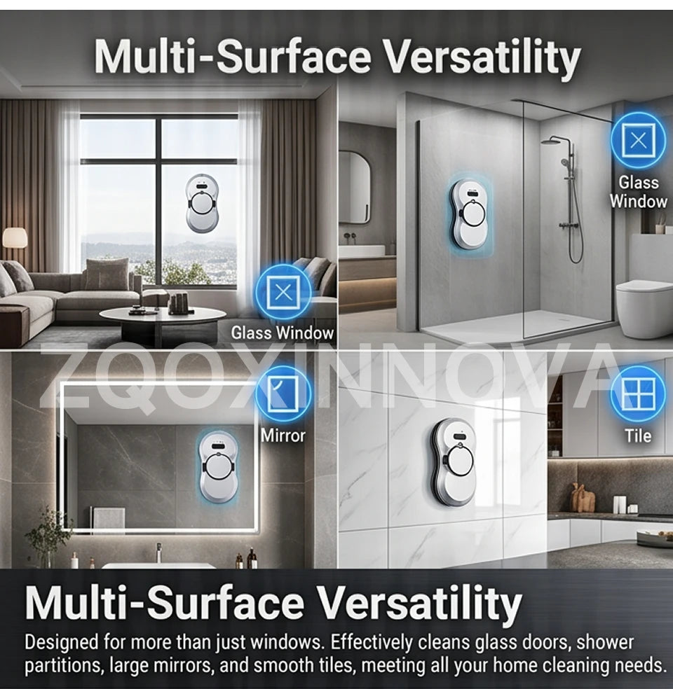 Robot Window Cleaner — 2800Pa Suction, Dual-Side Water Spray, Smart Path Planning