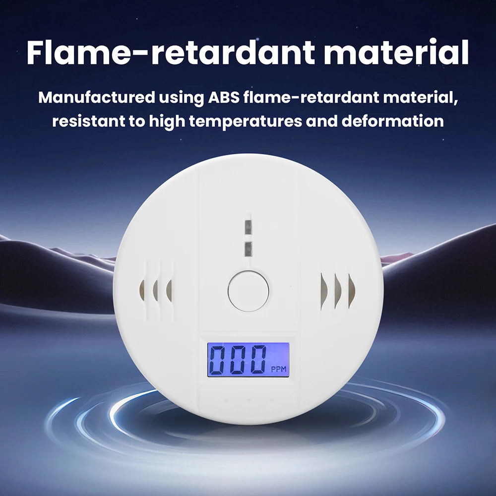 Carbon Monoxide Detector — LCD Display Alarm, Battery Operated