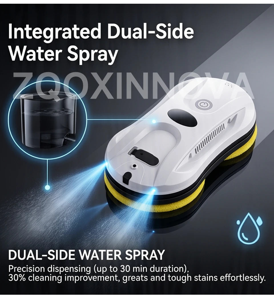 Robot Window Cleaner — 2800Pa Suction, Dual-Side Water Spray, Smart Path Planning