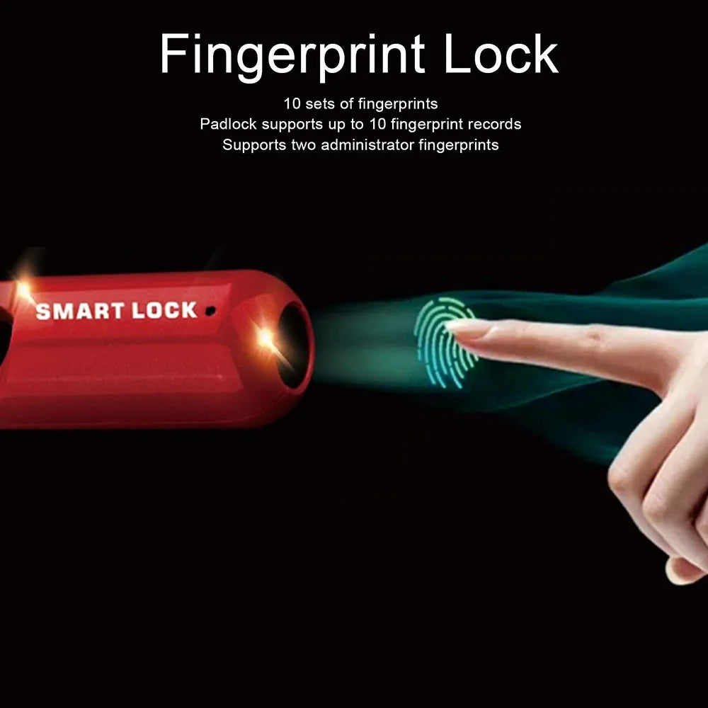 Fingerprint Smart Padlock — Waterproof, USB Rechargeable, 0.2-Second Unlock
