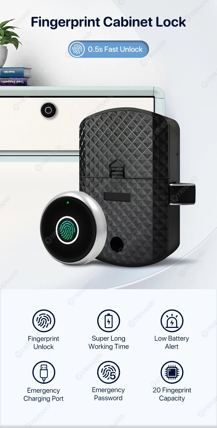 Fingerprint Cabinet Lock — Biometric Drawer & Cabinet Security, No App Required