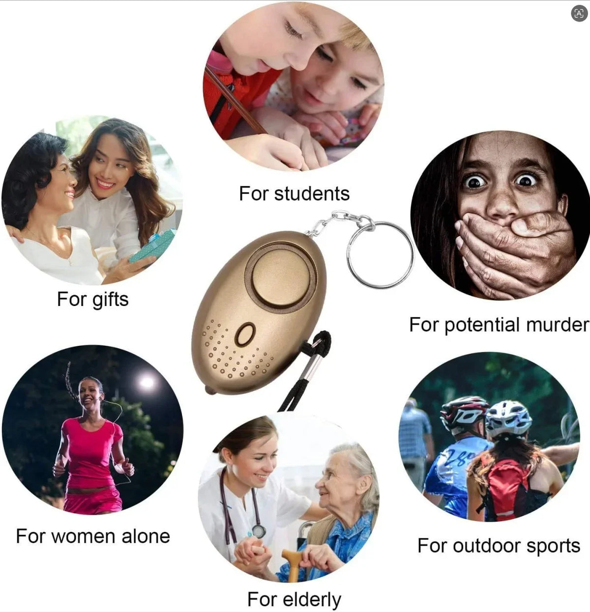 140dB Personal Safety Alarm Keychain — Emergency SOS Siren with LED Light