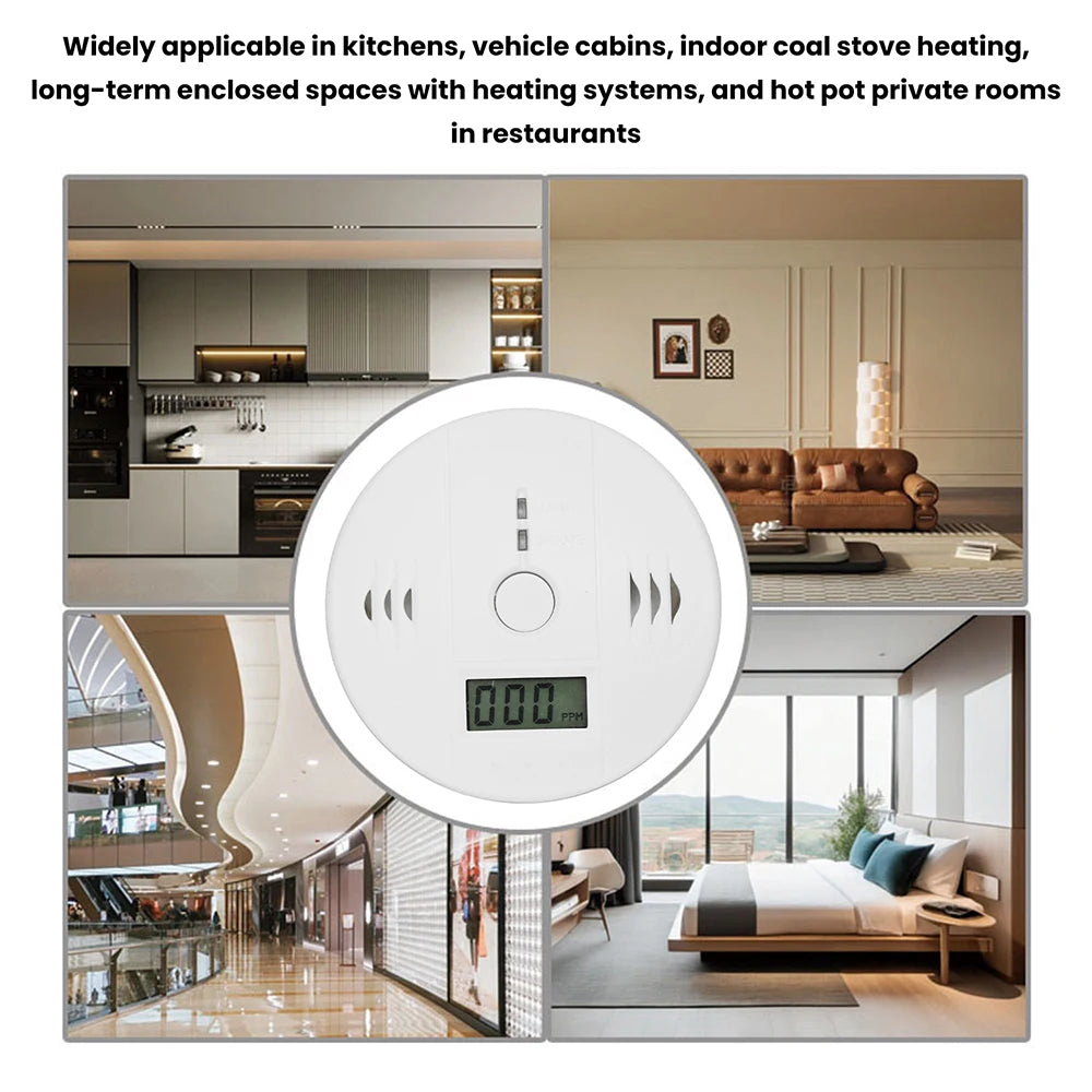 Carbon Monoxide Detector — LCD Display Alarm, Battery Operated