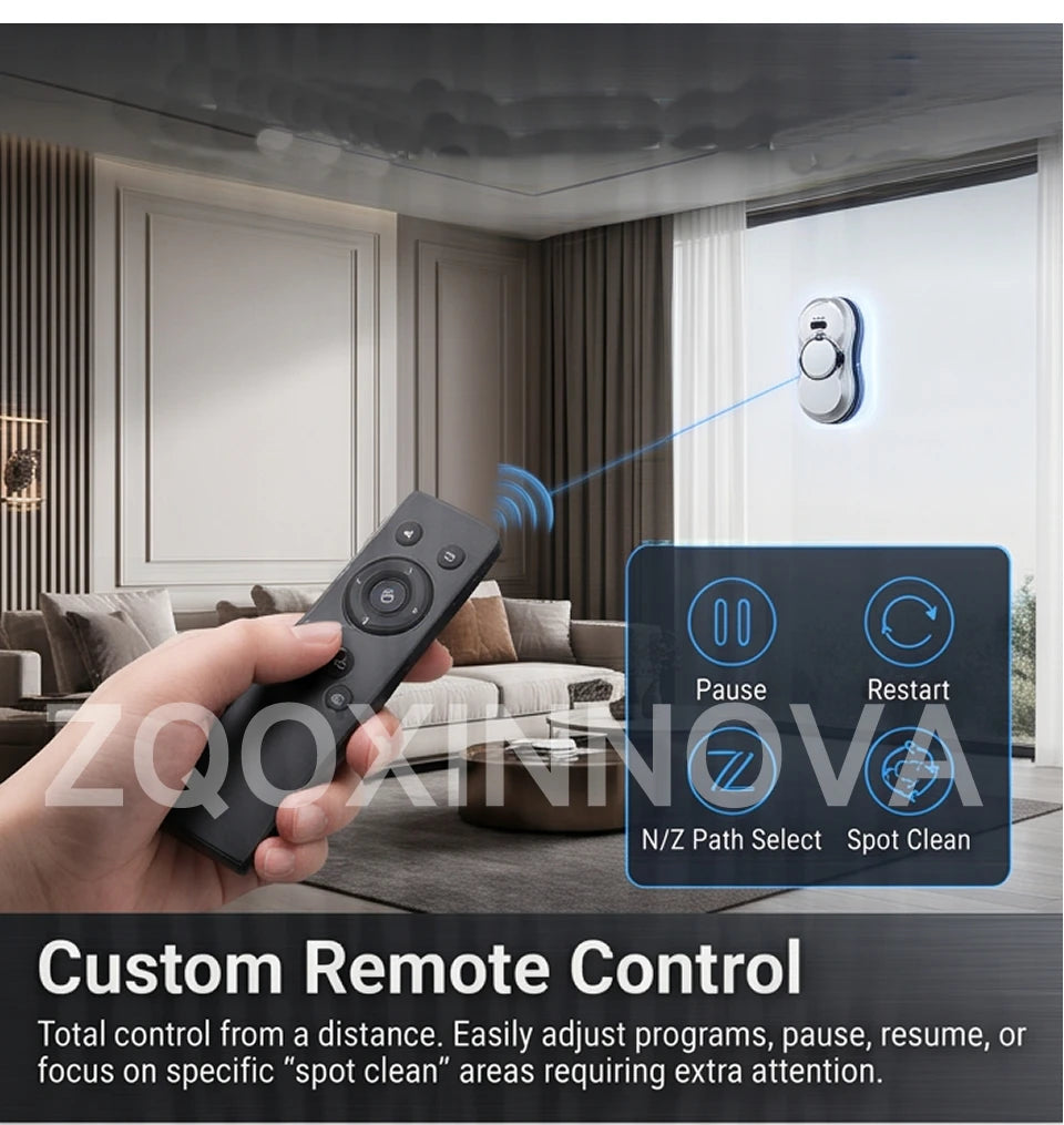 Robot Window Cleaner — 2800Pa Suction, Dual-Side Water Spray, Smart Path Planning
