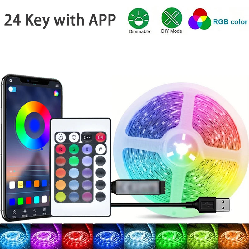 RGB LED Strip Lights 100FT — Bluetooth App Control Music Sync