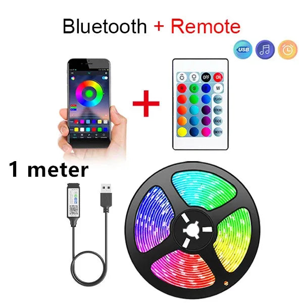 USB Bluetooth LED Strip Light – Music Sync, App + Remote Control, RGB 5050