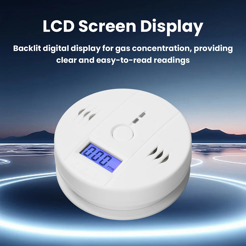 Carbon Monoxide Detector — LCD Display Alarm, Battery Operated