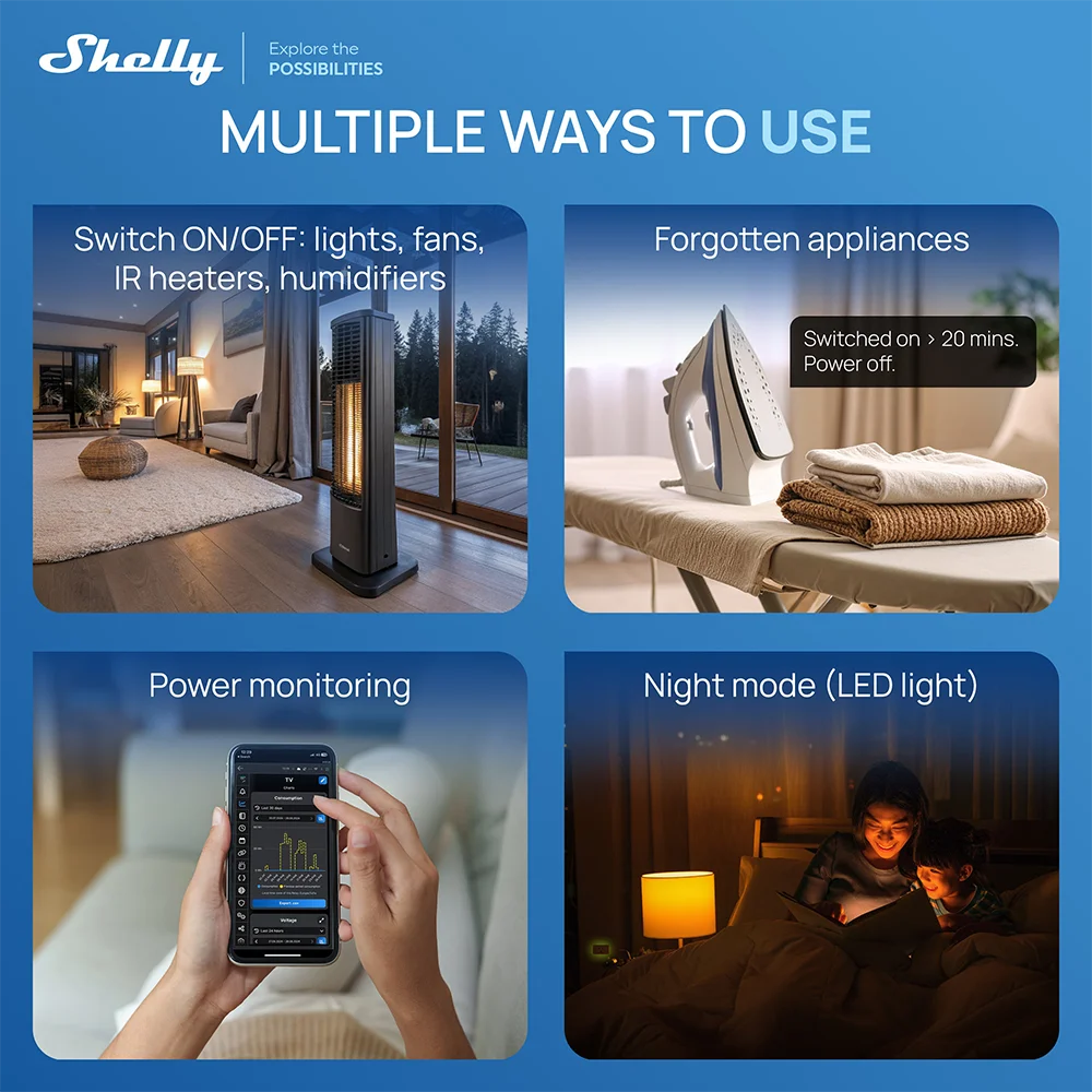 Shelly Plug US Gen4 – WiFi/Bluetooth/Zigbee Smart Outlet with Power Monitoring